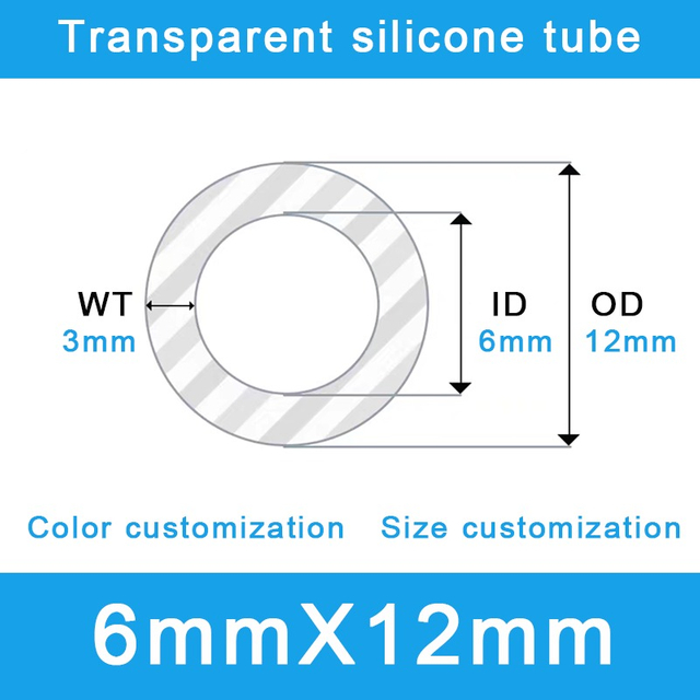 Structural Grade Silicone Tubing - 6mm ID x 12mm OD