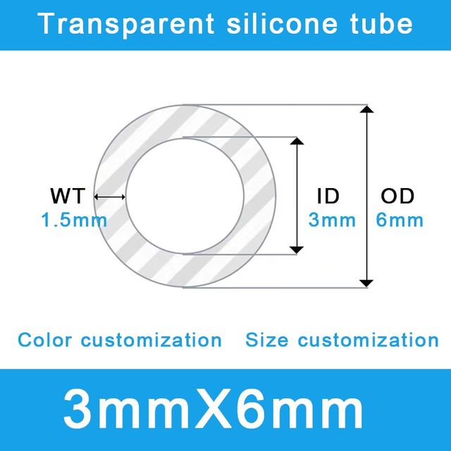 Heavy-Duty Silicone Tubing - 3mm ID x 6mm OD