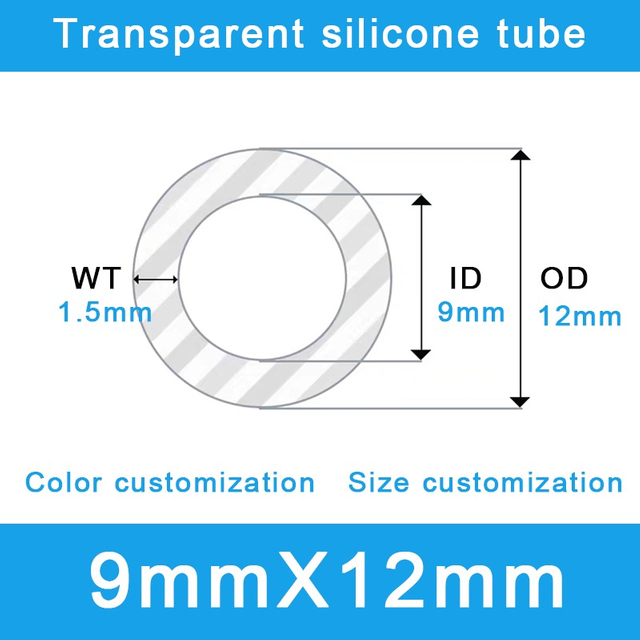 Professional Grade Silicone Tubing - 9mm ID x 12mm OD